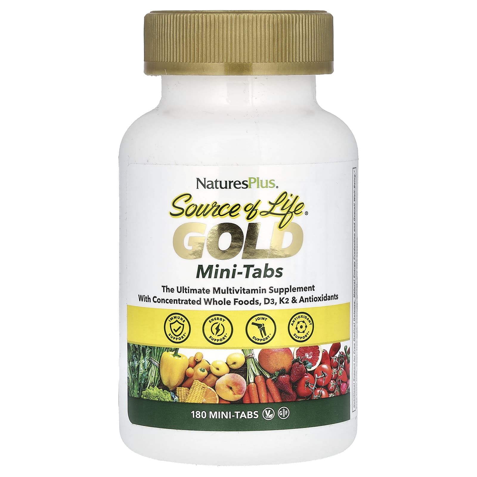 Nature’s Plus, Source of Life, Gold, Mini-Tabs, Multivitamin, 180 Tablets UPC 097467307148 | HiLife Vitamins